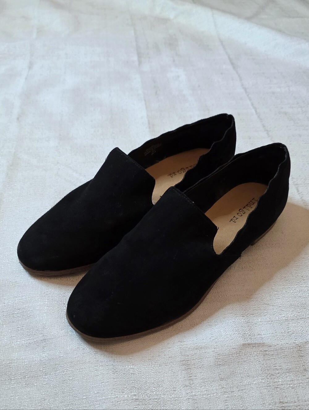 Indigo Rd. Black Faux Suede Slip On Smoking Loafers Flats Size 6